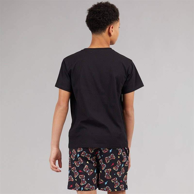 Kangaroo Poo Boys T-Shirt And Shorts Pyjama Set Black - Image 2