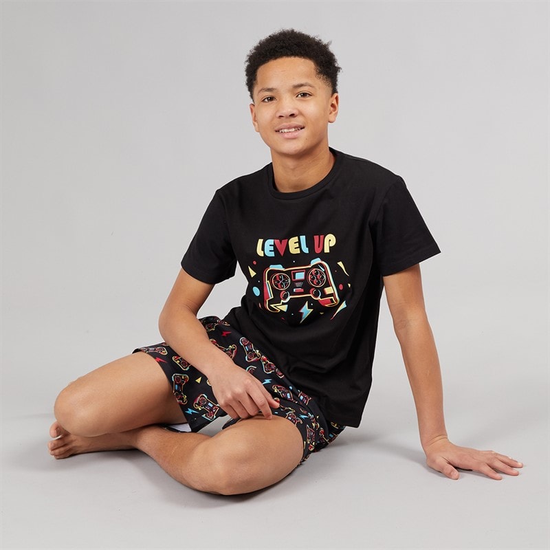Kangaroo Poo Boys T-Shirt And Shorts Pyjama Set Black - Image 3