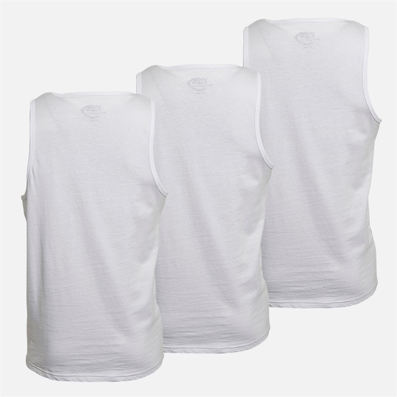 Kangaroo Poo Mens Three Pack Striped Vests Blue Stripe/Grey Stripe/White - Image 2