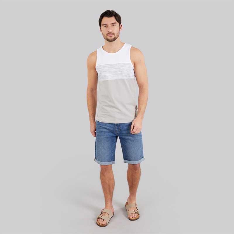 Kangaroo Poo Mens Three Pack Striped Vests Blue Stripe/Grey Stripe/White - Image 4