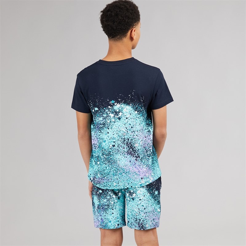 Kangaroo Poo Boys Splatter Print T-Shirt And Shorts Set Navy - Image 2