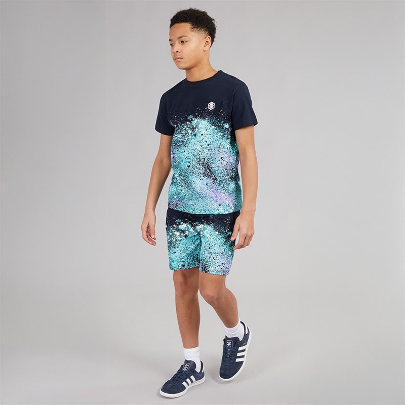 Kangaroo Poo Boys Splatter Print T-Shirt And Shorts Set Navy - Image 4