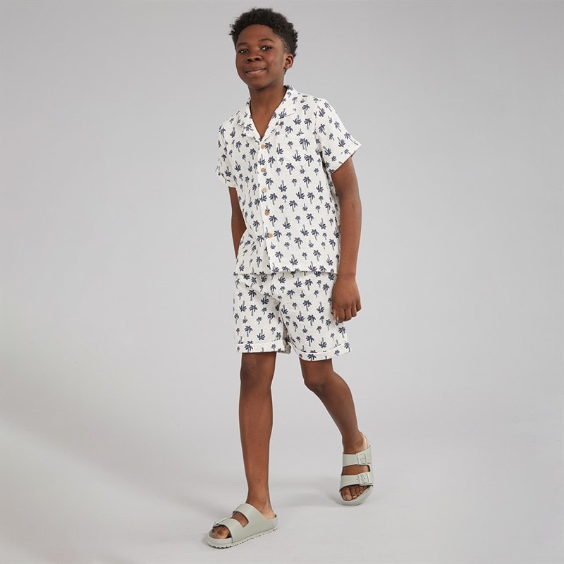 Kangaroo Poo Boys Shirt And Shorts Set Blue Palm - Image 4