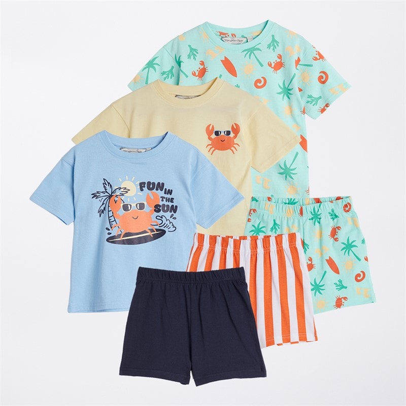 Kangaroo Poo Boys Three Pack T-Shirts And Shorts Sets Multi - Image 1