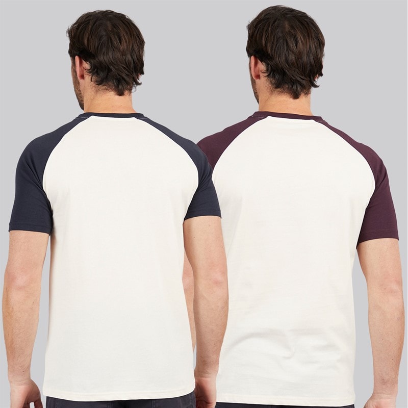 Kangaroo Poo Mens Two Pack Raglan T-Shirts Navy/Ecru/Burg Navy / Ecru / Ecru / Burg - Image 2