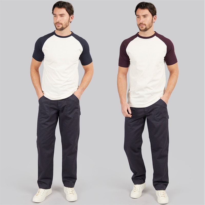 Kangaroo Poo Mens Two Pack Raglan T-Shirts Navy/Ecru/Burg Navy / Ecru / Ecru / Burg - Image 3