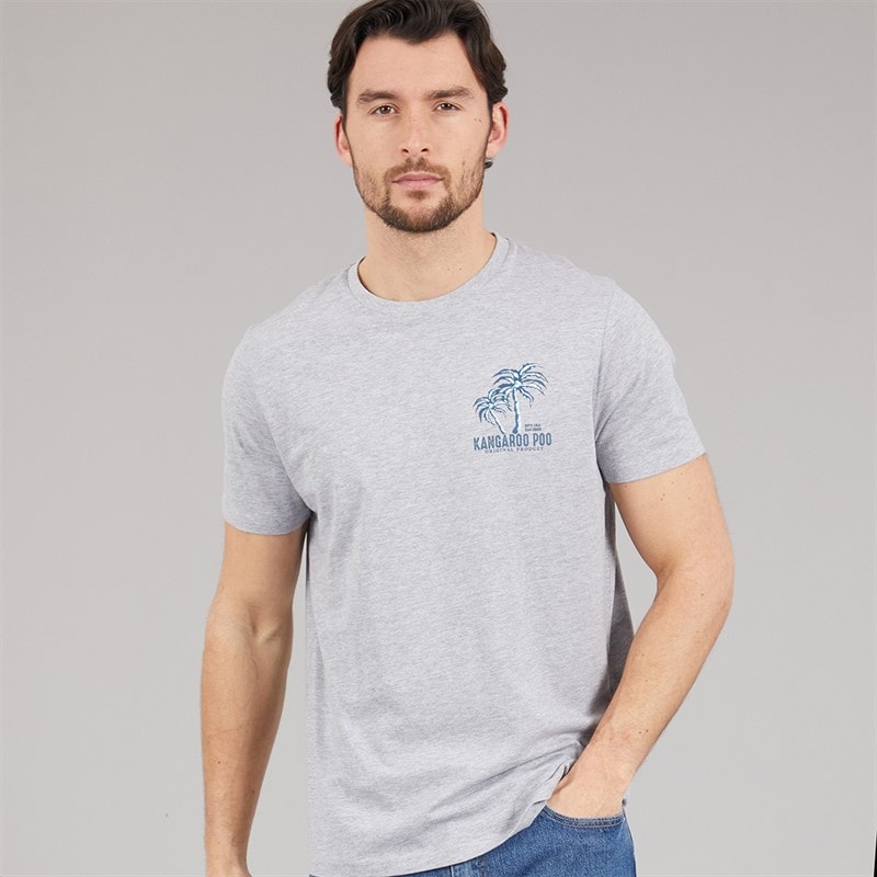 Kangaroo Poo Mens South Shore T-Shirt Grey Marl - Image 2