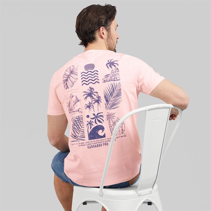 Kangaroo Poo Mens Tile Surf T-Shirt Pink