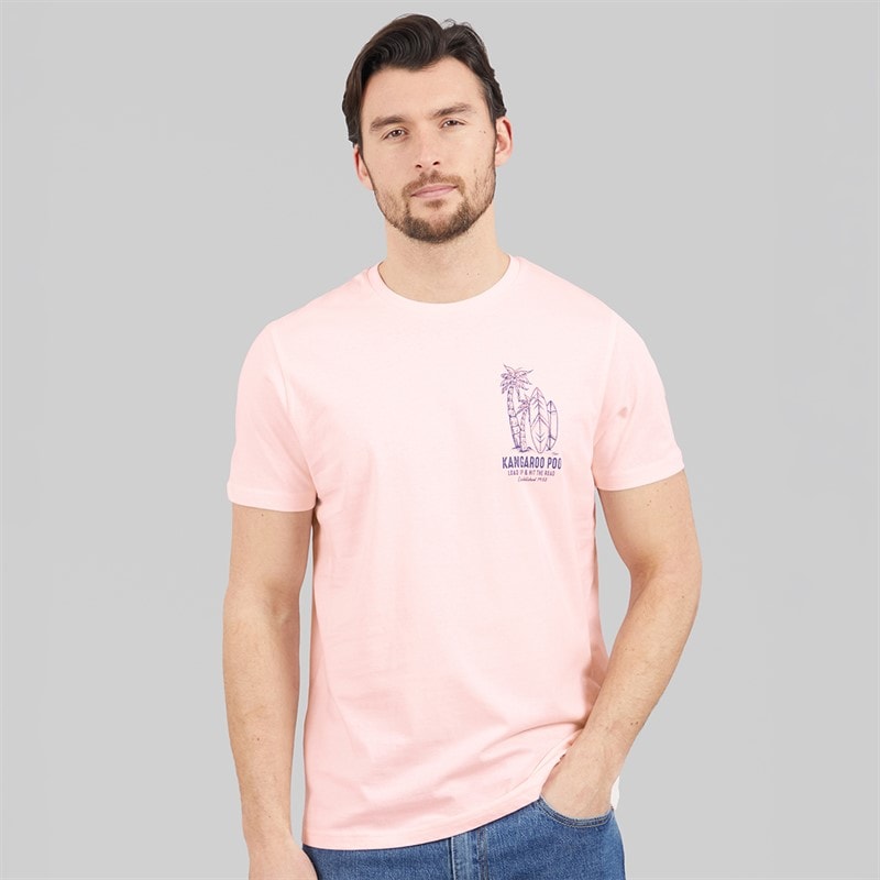 Kangaroo Poo Mens Tile Surf T-Shirt Pink - Image 2
