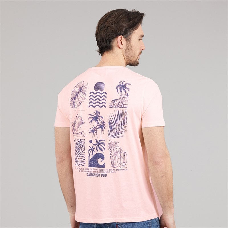 Kangaroo Poo Mens Tile Surf T-Shirt Pink - Image 3