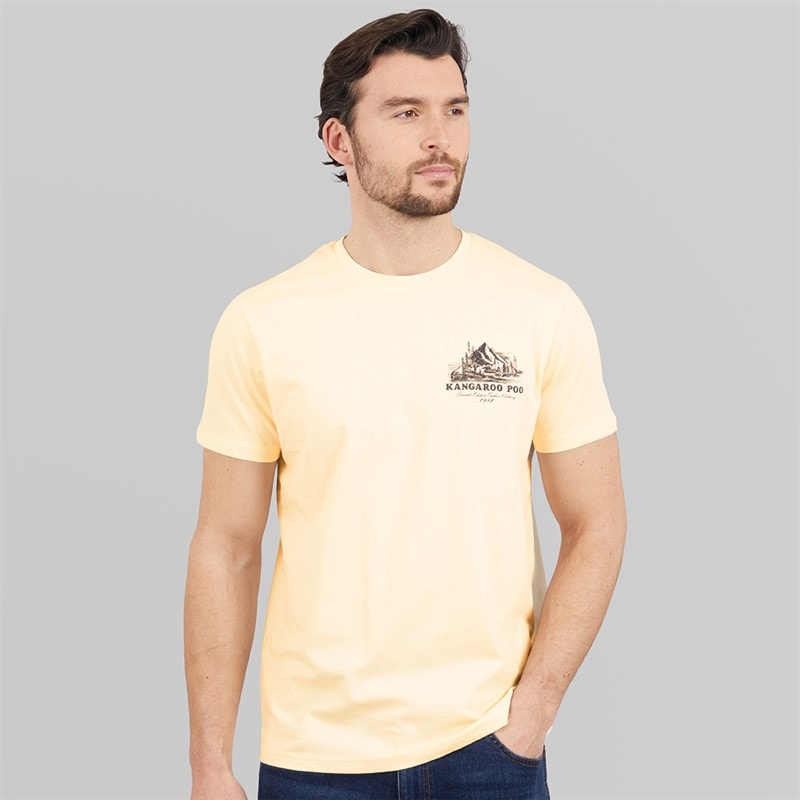 Kangaroo Poo Mens Mountains T-Shirt Oat - Image 2