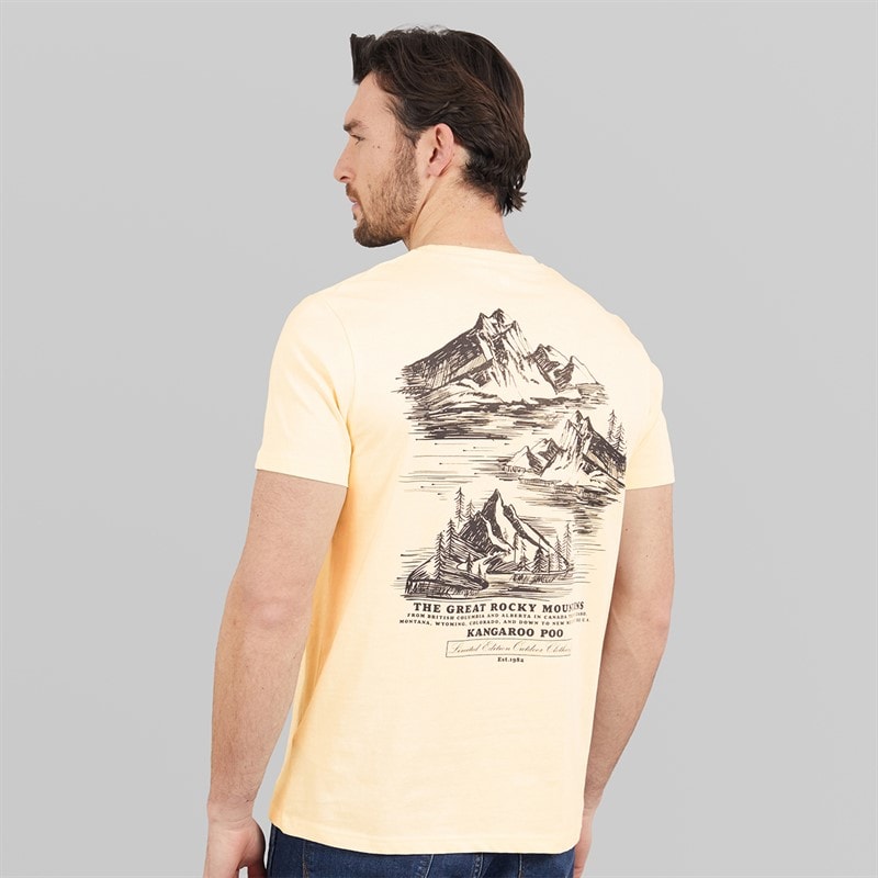 Kangaroo Poo Mens Mountains T-Shirt Oat - Image 3