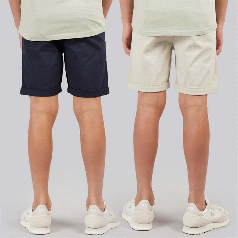 Kangaroo Poo Boys Two Pack Chino Shorts Stone/Navy - Image 2