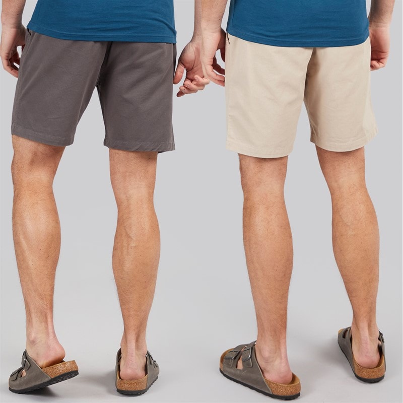 Kangaroo Poo Mens Two Pack Elasticated Waist Chino Shorts Dark Slate/Taupe - Image 2
