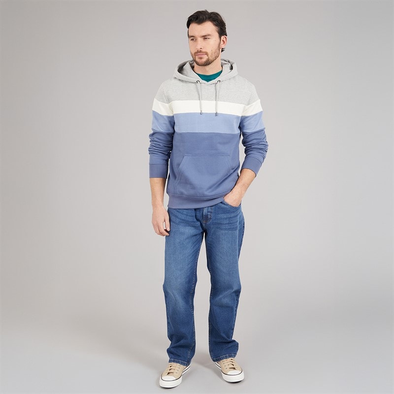 Kangaroo Poo Mens Striped Hoodie Vintage Indigo - Image 3