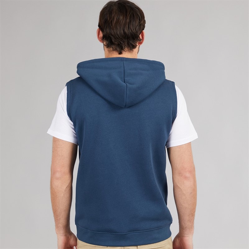Kangaroo Poo Mens Sleeveless Zip Through Hoodie Dark Denim - Image 2