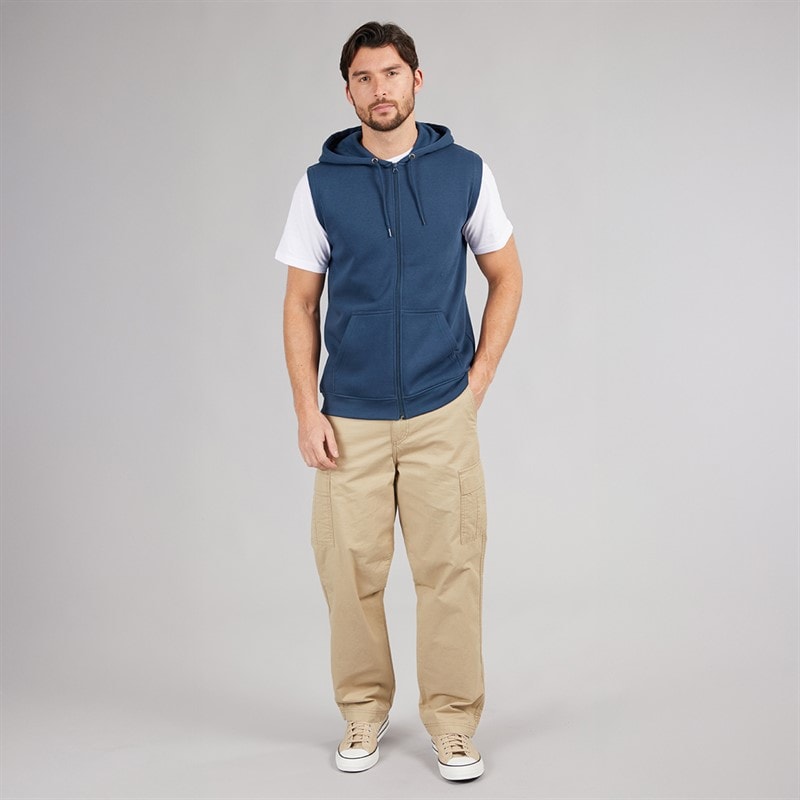 Kangaroo Poo Mens Sleeveless Zip Through Hoodie Dark Denim - Image 3