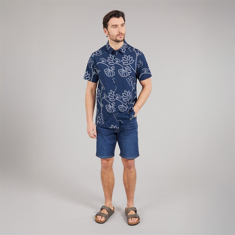Kangaroo Poo Mens Mens Short Sleeve Revere Collar Shirt Blue - Image 3