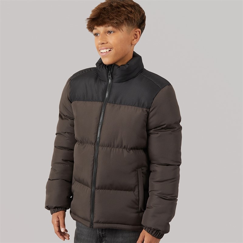 Kangaroo Poo Boys Puffer Jacket Brown Black - Image 3