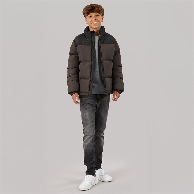 Kangaroo Poo Boys Puffer Jacket Brown Black - Image 4