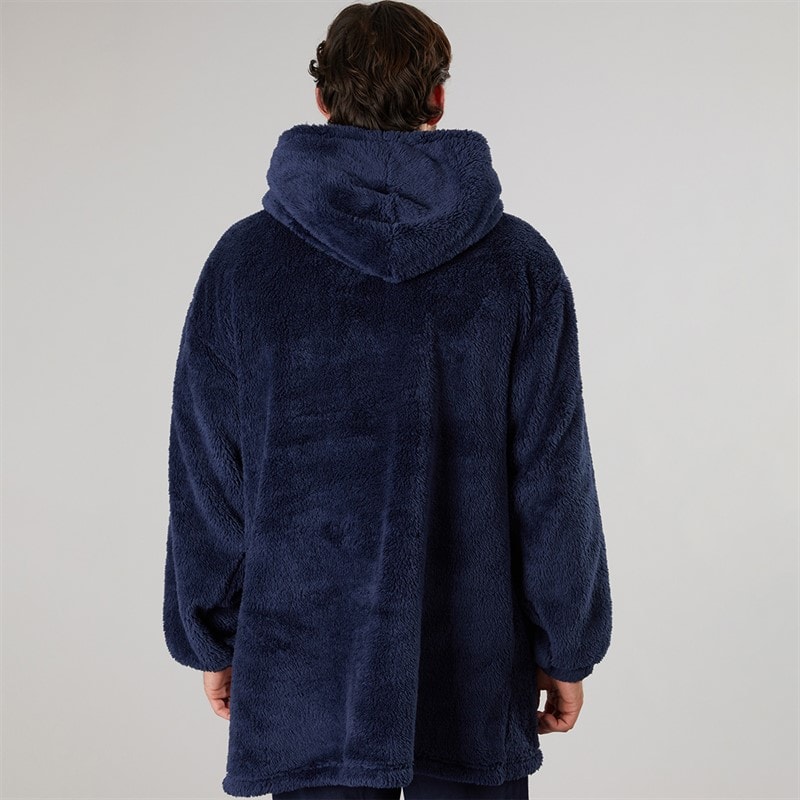 Kangaroo Poo Mens Oversized Blanket Hoodie Navy/Faded Denim - Image 2