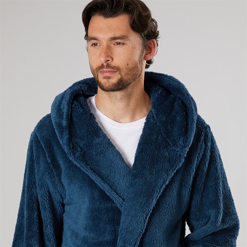 Kangaroo Poo Mens Hooded Robe Petrol - Image 3