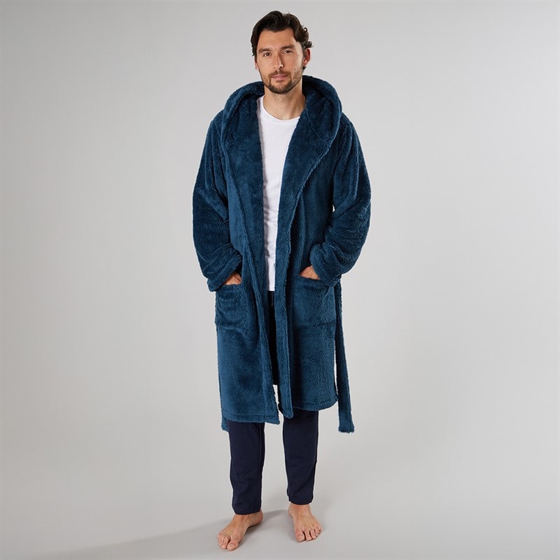 Kangaroo Poo Mens Hooded Robe Petrol - Image 4