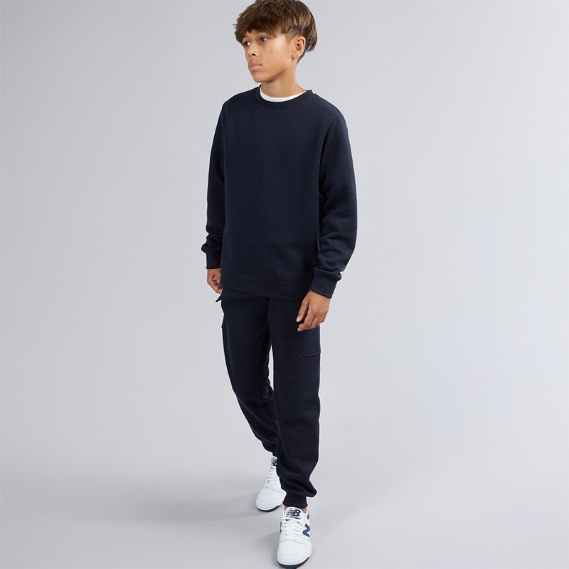 Kangaroo Poo Boys Sweatshirt And Cargo Joggers Tracksuit Navy