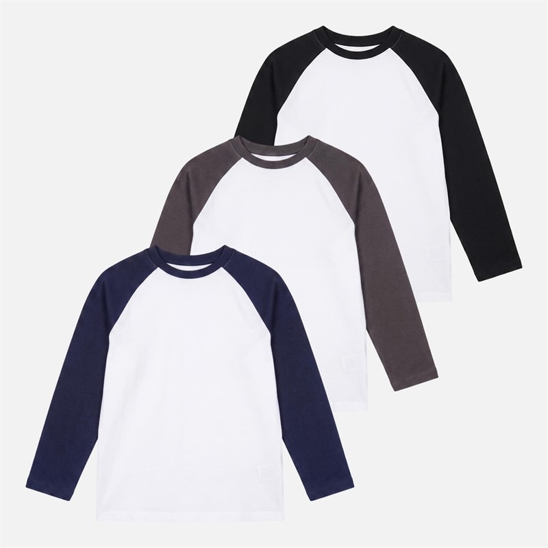 Kangaroo Poo Boys Three Pack Raglan Long Sleeve T-Shirts Multi
