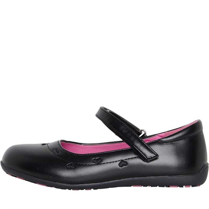 KP85 Girls Velcro Strap School Shoes Black