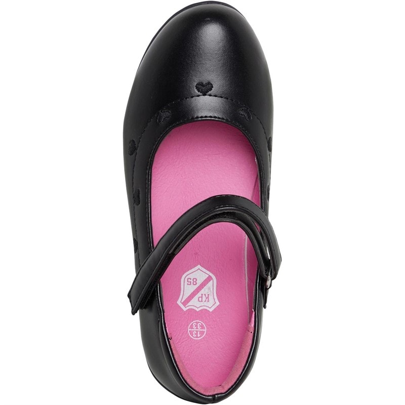 KP85 Girls Velcro Strap School Shoes Black - Image 4