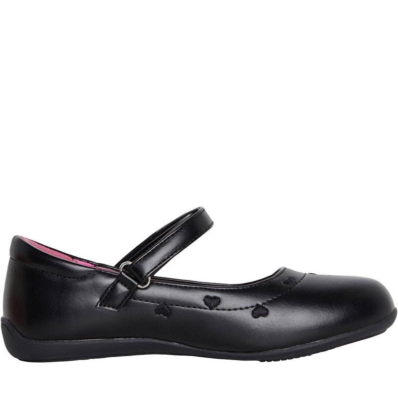 KP85 Girls Velcro Strap School Shoes Black - Image 5
