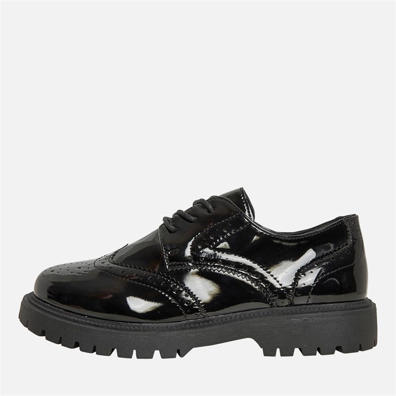 KP85 Girls Allegra Brogue Shoes Black Patent