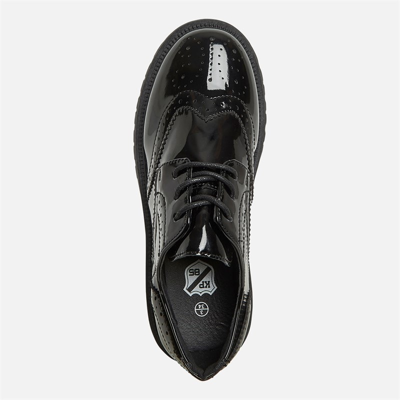 KP85 Girls Allegra Brogue Shoes Black Patent - Image 4