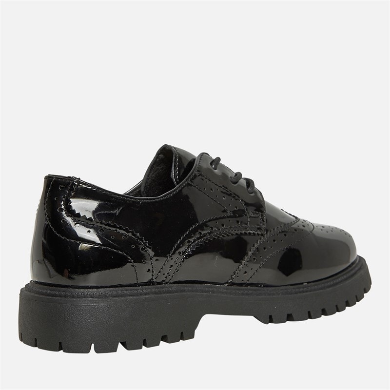 KP85 Girls Allegra Brogue Shoes Black Patent - Image 5