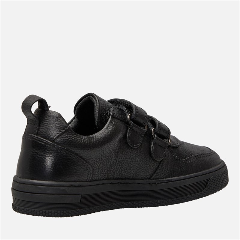 KP85 Junior Boys Dual Strap Trainers Black Leather - Image 5