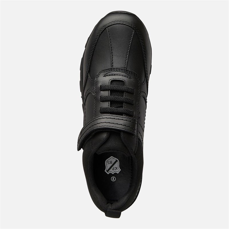 KP85 Junior Boys Strap Trainers Black Leather - Image 4