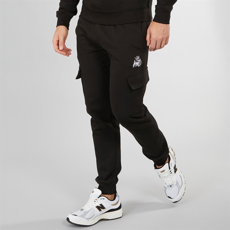 Kings Will Dream Mens Crosby Fleece Cargo 2.0 Joggers Jet Black/White