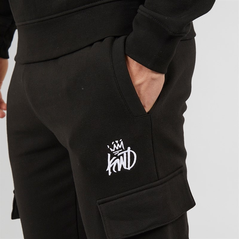 Kings Will Dream Mens Crosby Fleece Cargo 2.0 Joggers Jet Black/White - Image 3