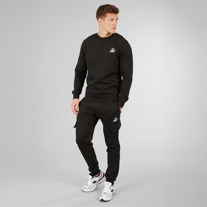 Kings Will Dream Mens Crosby Fleece Cargo 2.0 Joggers Jet Black/White - Image 4