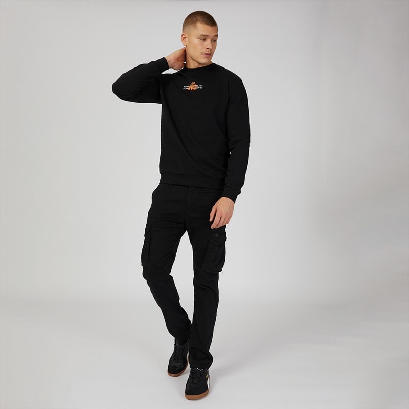 Kings Will Dream Mens Beaumor Sweatshirt Jet Black/Optic White/Bright Orange - Image 4