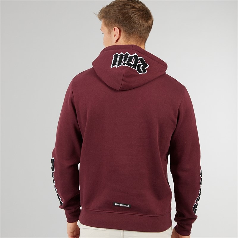Kings Will Dream Mens Sleevely Hoodie Burgundy - Image 2