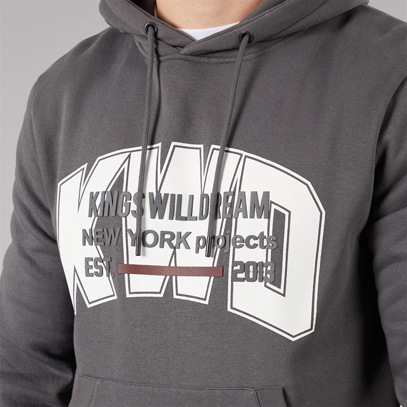 Kings Will Dream Mens Typeover Hoodie Asphalt - Image 3