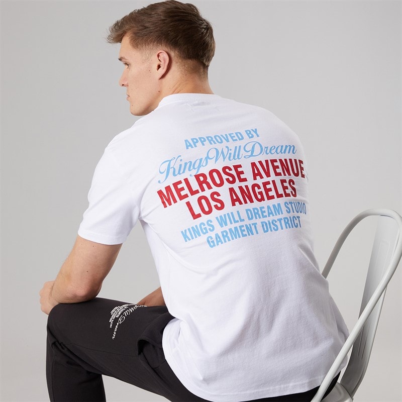 Kings Will Dream Mens Melrose Relaxed Fit T-Shirt White