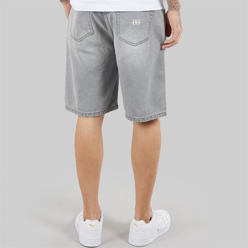 Kings Will Dream Mens Dubl Jord Relaxed Fit Denim Shorts Light Grey - Image 2