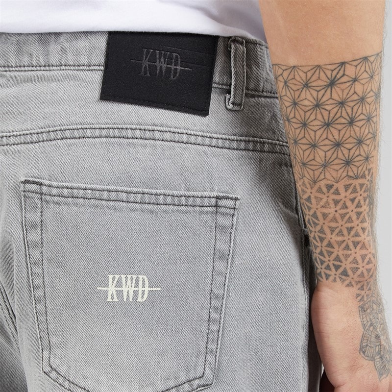 Kings Will Dream Mens Dubl Jord Relaxed Fit Denim Shorts Light Grey - Image 3