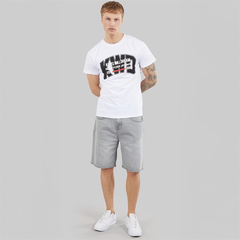 Kings Will Dream Mens Dubl Jord Relaxed Fit Denim Shorts Light Grey - Image 4