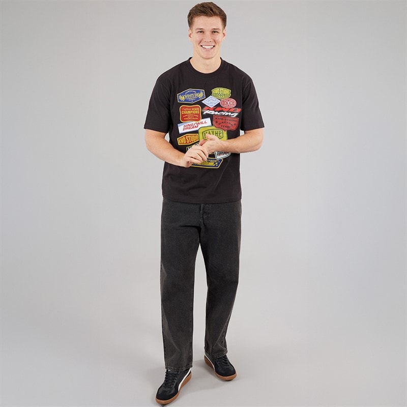 Kings Will Dream Mens Race Badge Relaxed Fit T-Shirt Black - Image 4