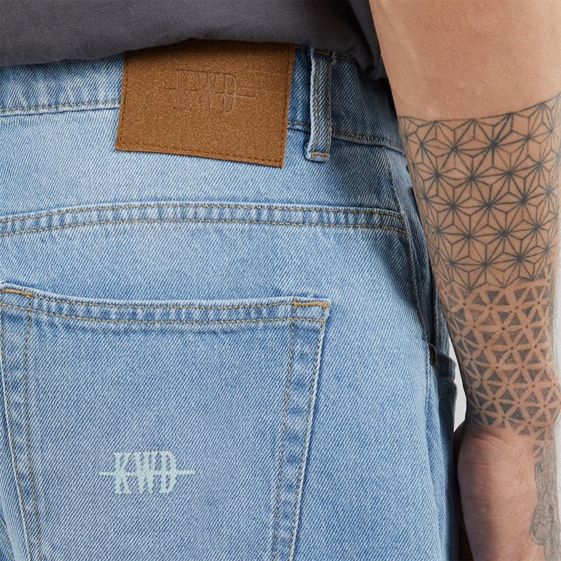 Kings Will Dream Mens Dubl Jord Relaxed Fit Denim Shorts Lightwash - Image 3