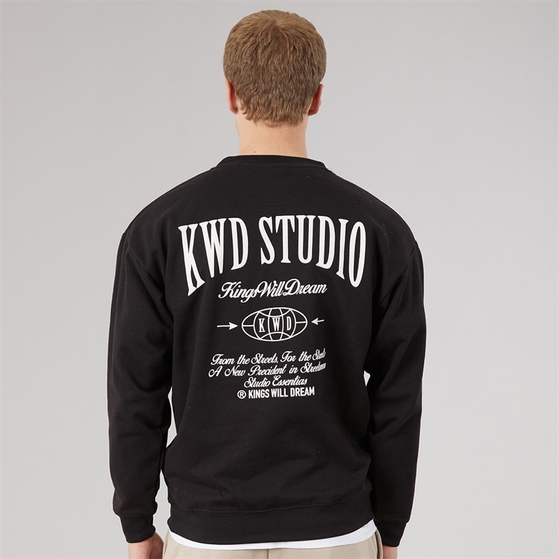 Kings Will Dream Mens Studio Crew Sweatshirt Black - Image 3